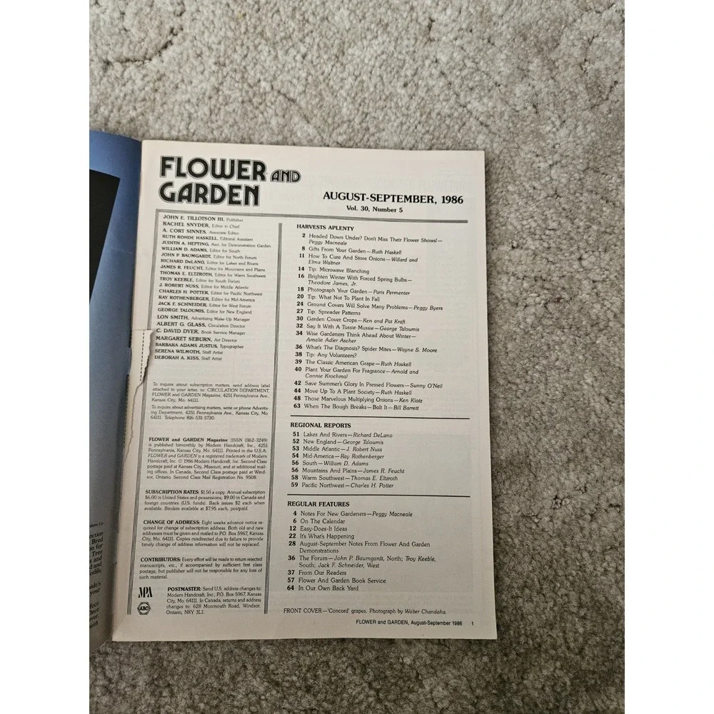 Flower And Garden Magazine September 1986 / Flowers, plants gardening